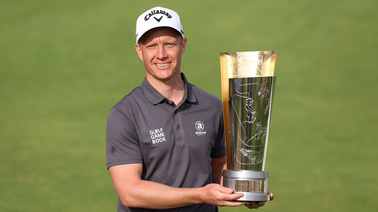 Simon Forsstrom with the Soudal Open trophy after his maiden DP World Tour win