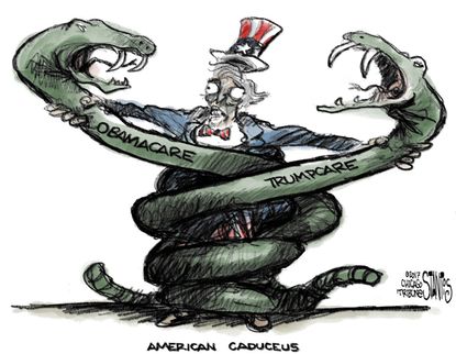 Political cartoon U.S. Obamacare GOP health care reform AHCA