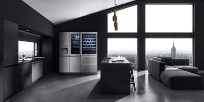 The new wine cellar features cutting edge technology for storing and preserving wine, and the option of integrating into other LG Signature products