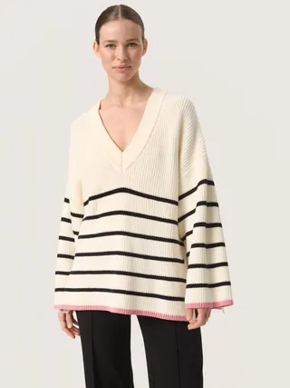 Soaked in Luxury Musling Stripe Jumper, Whisper White/multi