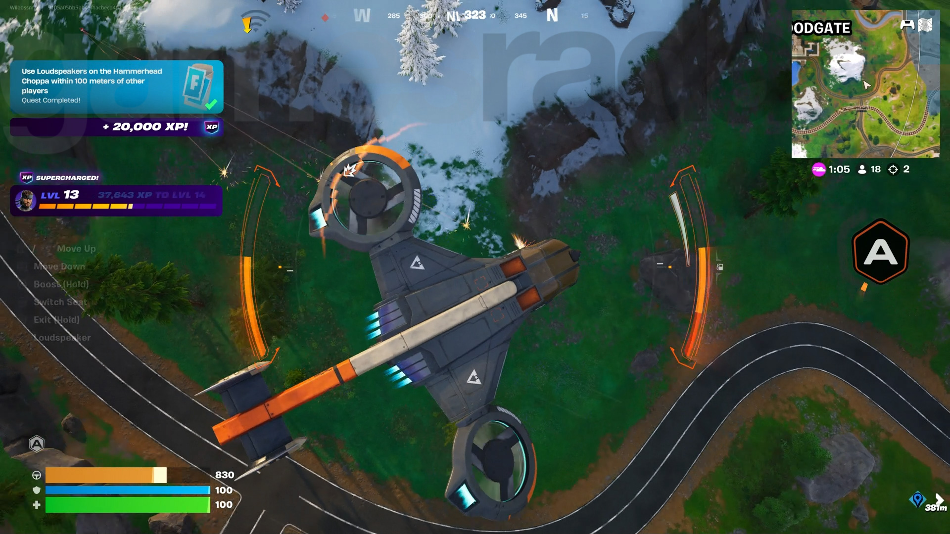 Use Loudspeaker on the Hammerhead Choppa within 100 meters of other players in Fortnite