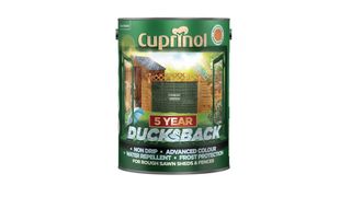 tin of Cuprinol 5 Year Ducksback Treatment, the best fence stain for durability in Real Homes' guide