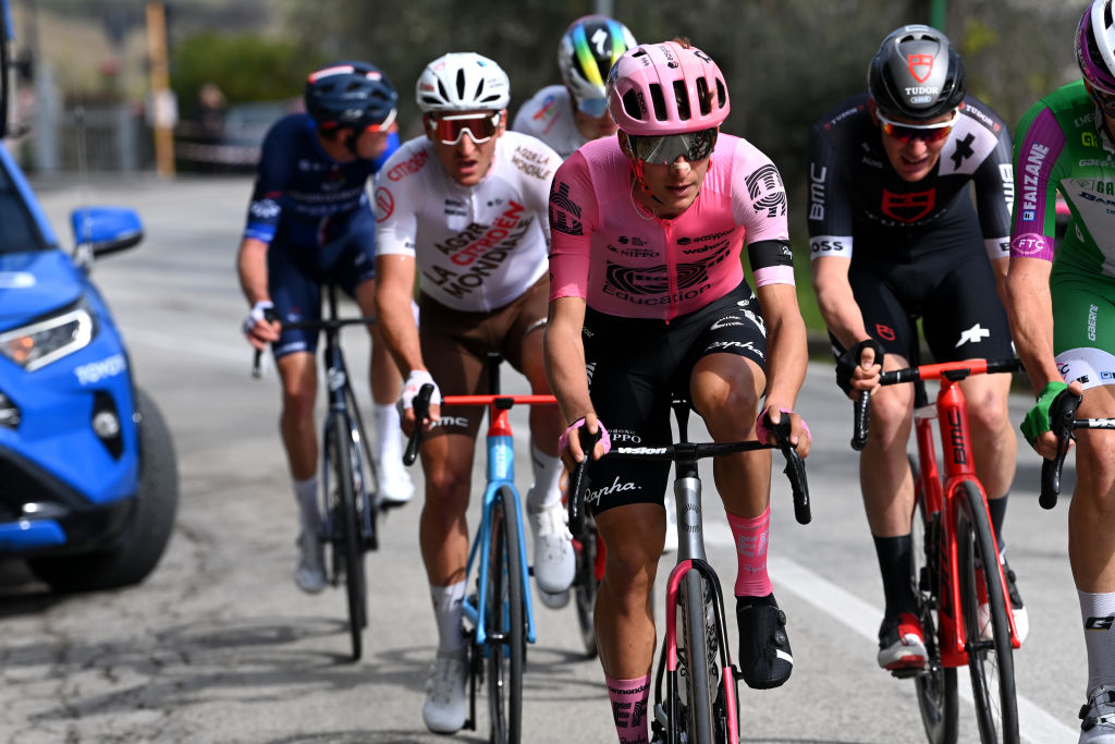 SAN BENEDETTO DEL TRONTO ITALY MARCH 12 Mikkel Honor Frlich of Denmark and Team EF Education Easypost prior to the 58th TirrenoAdriatico 2023 Stage 7 a 154km stage from San Benedetto del Tronto to San Benedetto del Tronto UCIWT TirrenoAdriatico on March 12 2023 in San Benedetto del Tronto Italy Photo by Tim de WaeleGetty Images