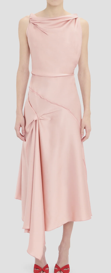 Victoria Beckham, Posy Midi Dress In Dusty Pink