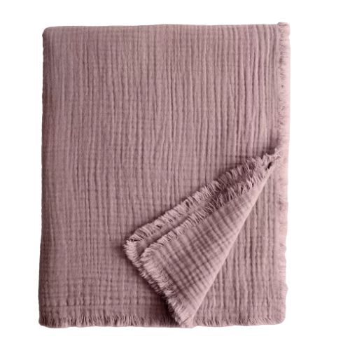 Quince, Organic Airy Gauze Throw (Fig)
