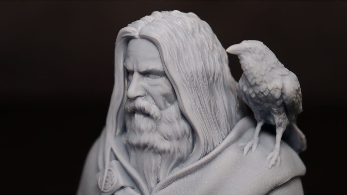 Nova3D Whale3 SE 3D printer-test print-Odin-close up of side of face