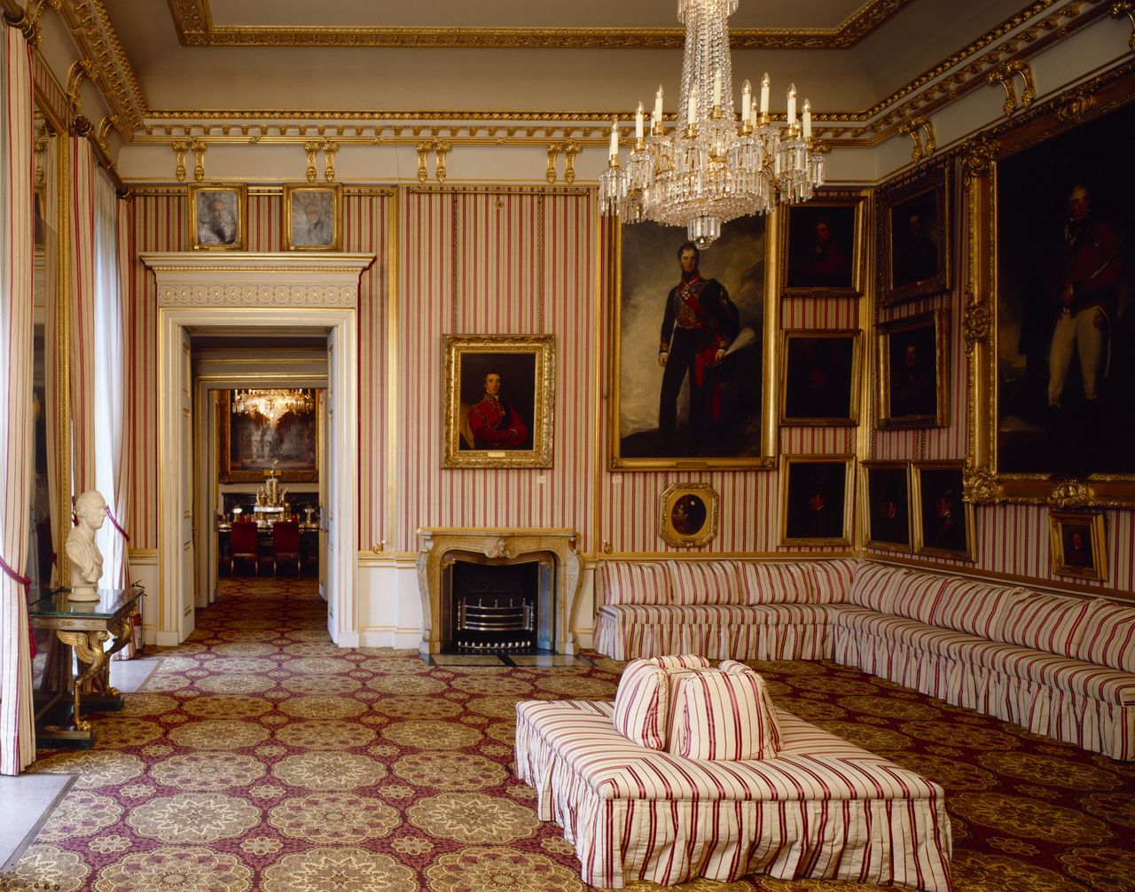 Red striped room inside Apsley House