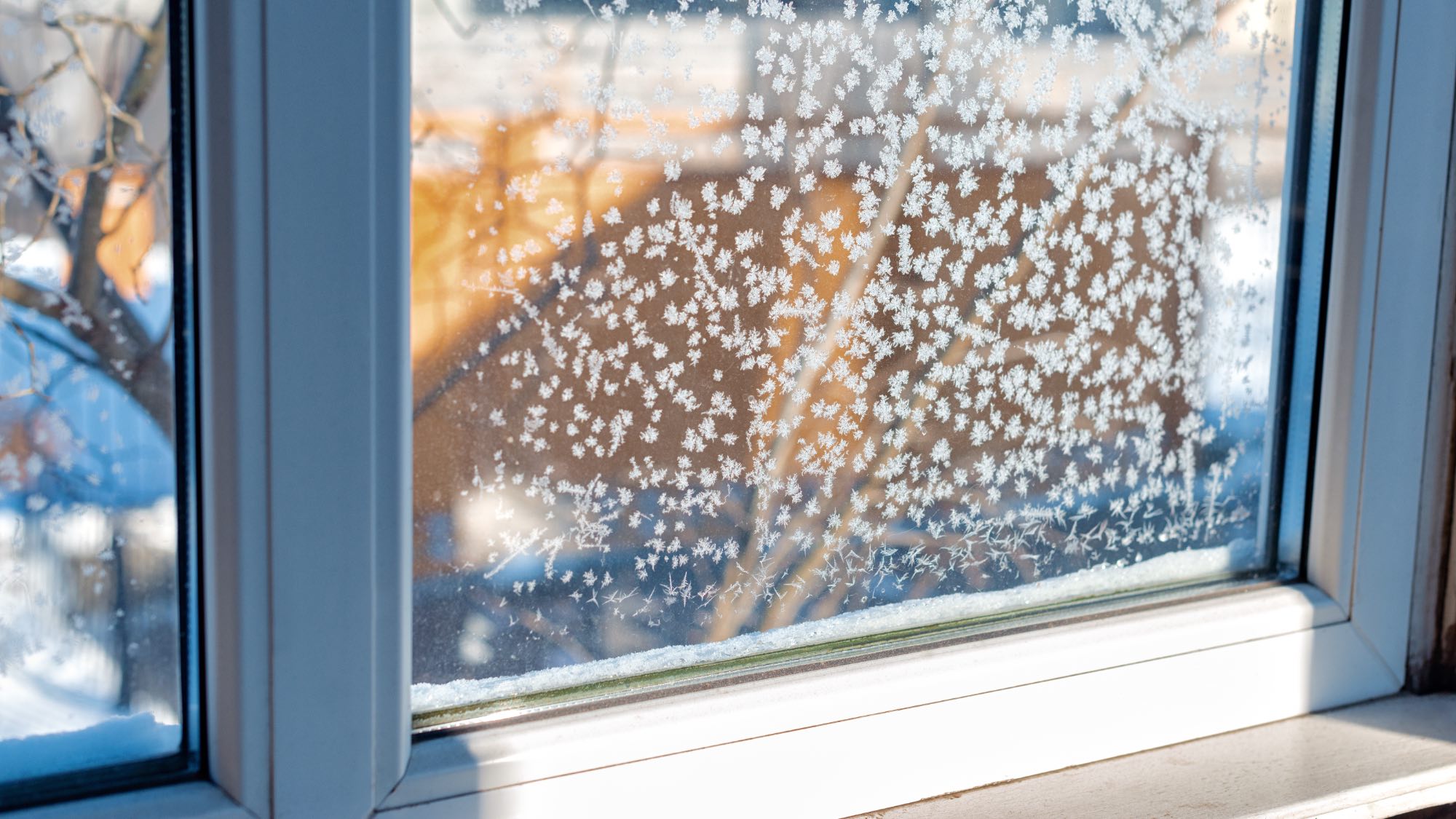 ice crystals on window in home