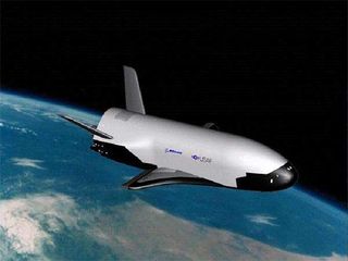 Now being readied for an orbital shakeout, the X-37B (shown here in an illustration) is an unpiloted military space plane. Launched from Florida, the vehicle will make an auto-touchdown in California. Credit: USAF