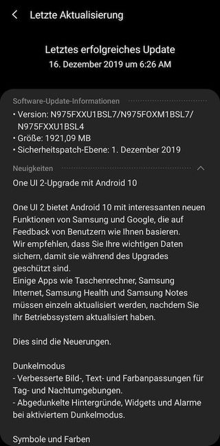 Galaxy Note 10 Stable Android 10 Update