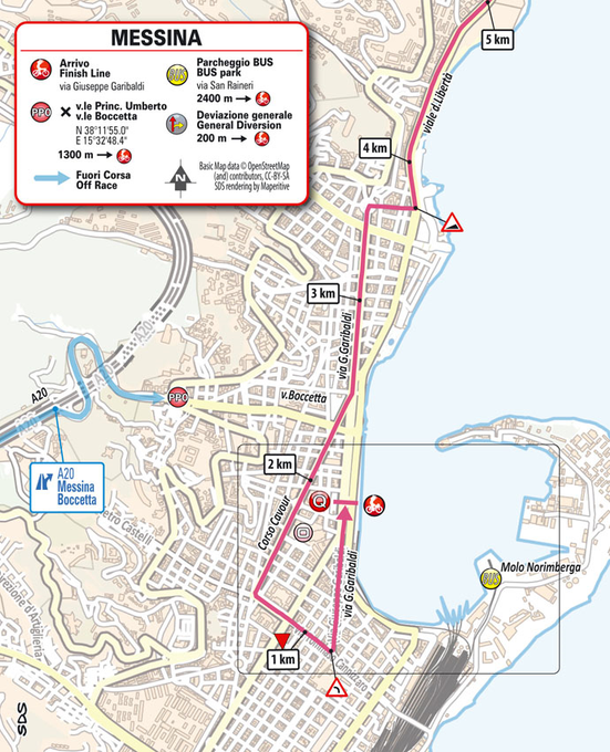The maps of stage 5 of the Giro d'Italia