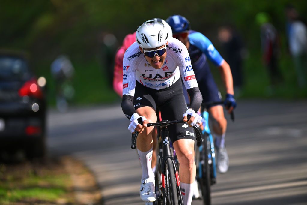OVERIJSE BELGIUM APRIL 10 Tim Wellens of Belgium and UAE Team Emirates leads the breakaway during the 64th De Brabantse Pijl La Fleche Brabanconne 2024 Mens Elite a 1952km one day race from Leuven to Overijse on April 10 2024 in Overijse Belgium Photo by Luc ClaessenGetty Images