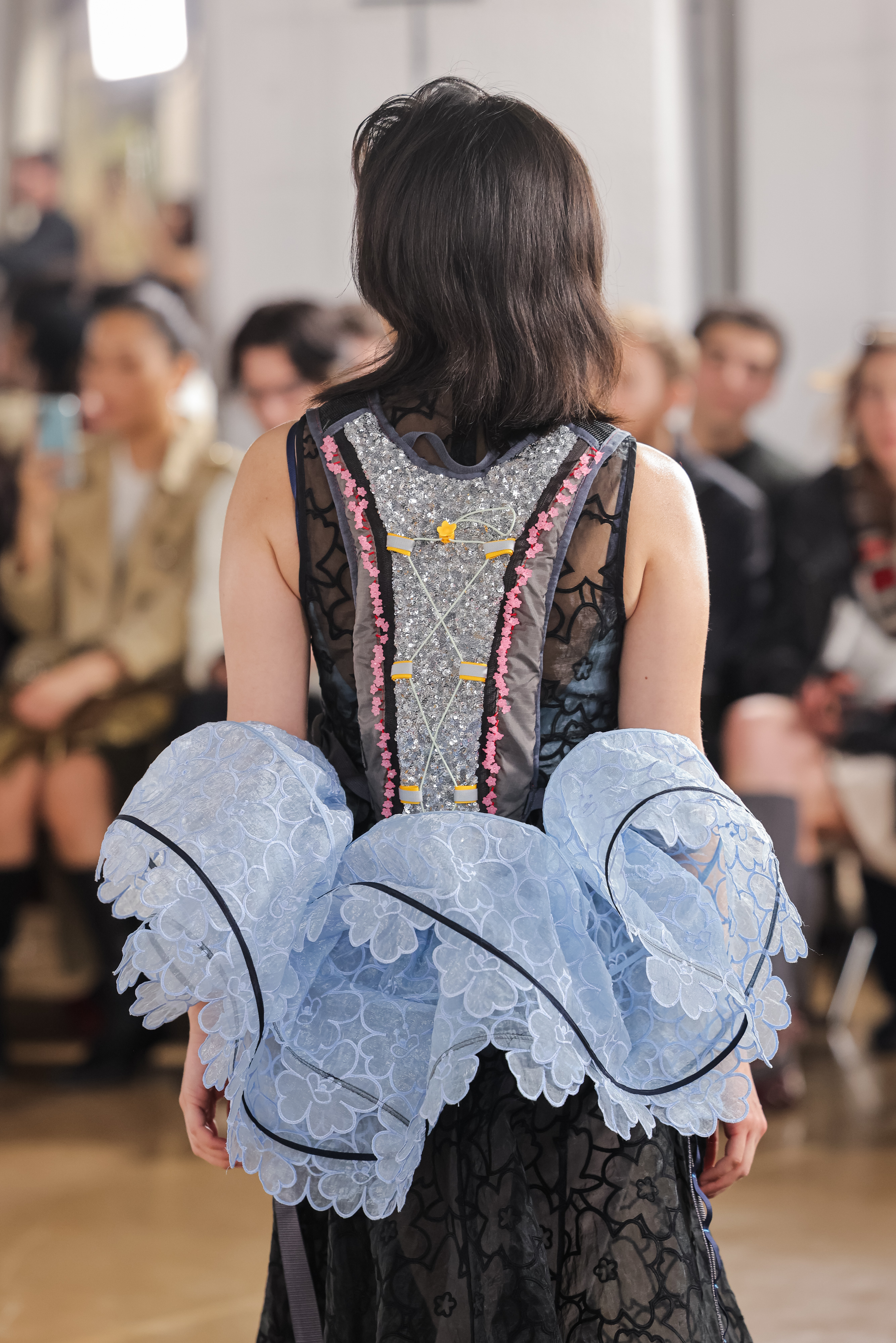 models on the cecilie bahnsen runway wearing the collaboration with the north face