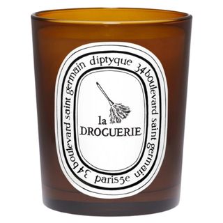 Diptyque La Droguerie candle in brown glass jar 