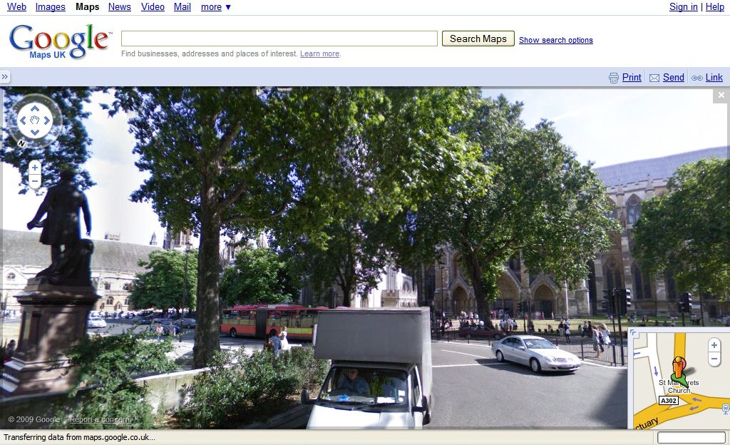Parliament Square in London via Street View