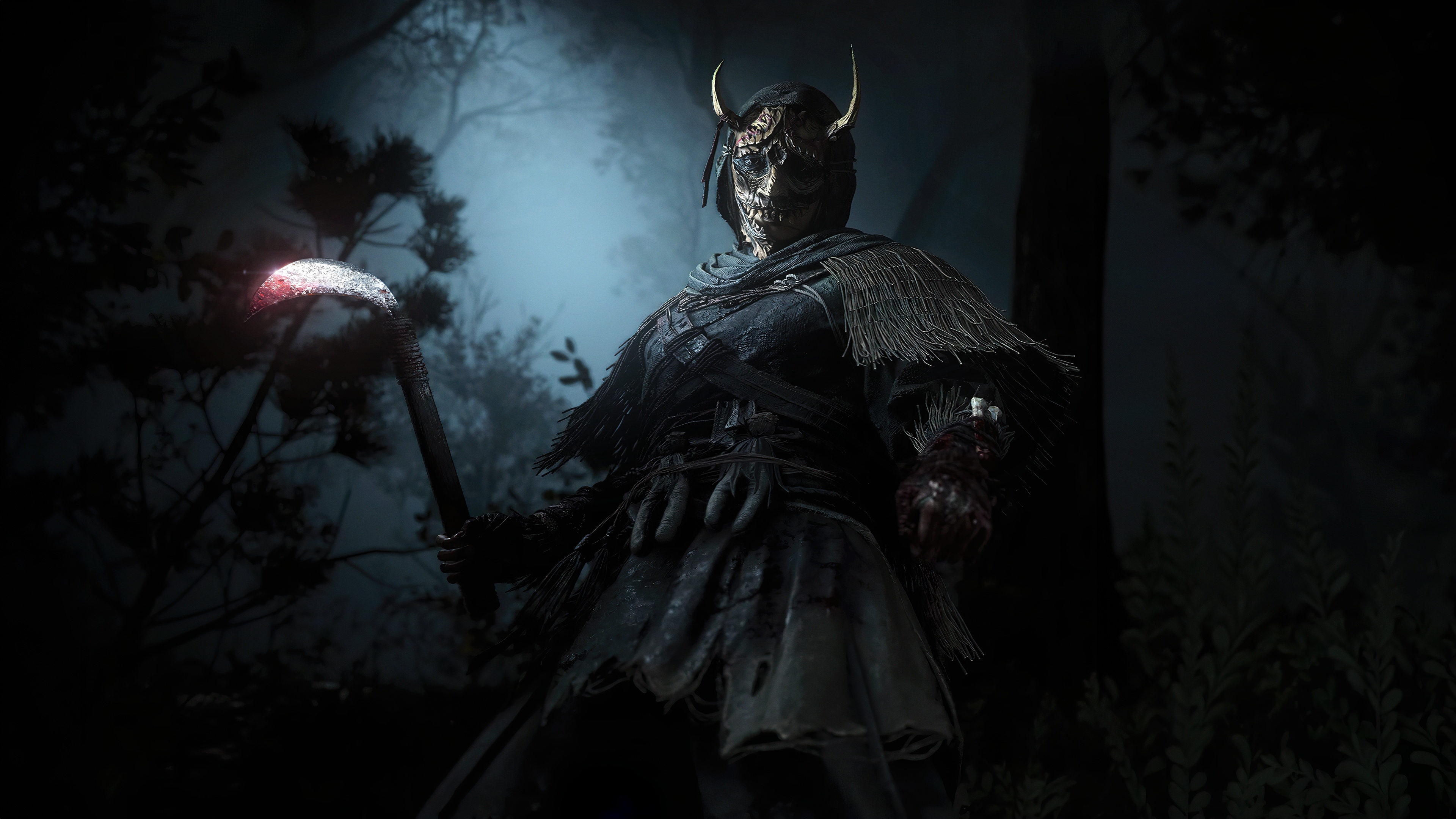 Assassin&#039;s Creed Shadows Claws of Awaji image showing masked and shadowy boss Nowaki