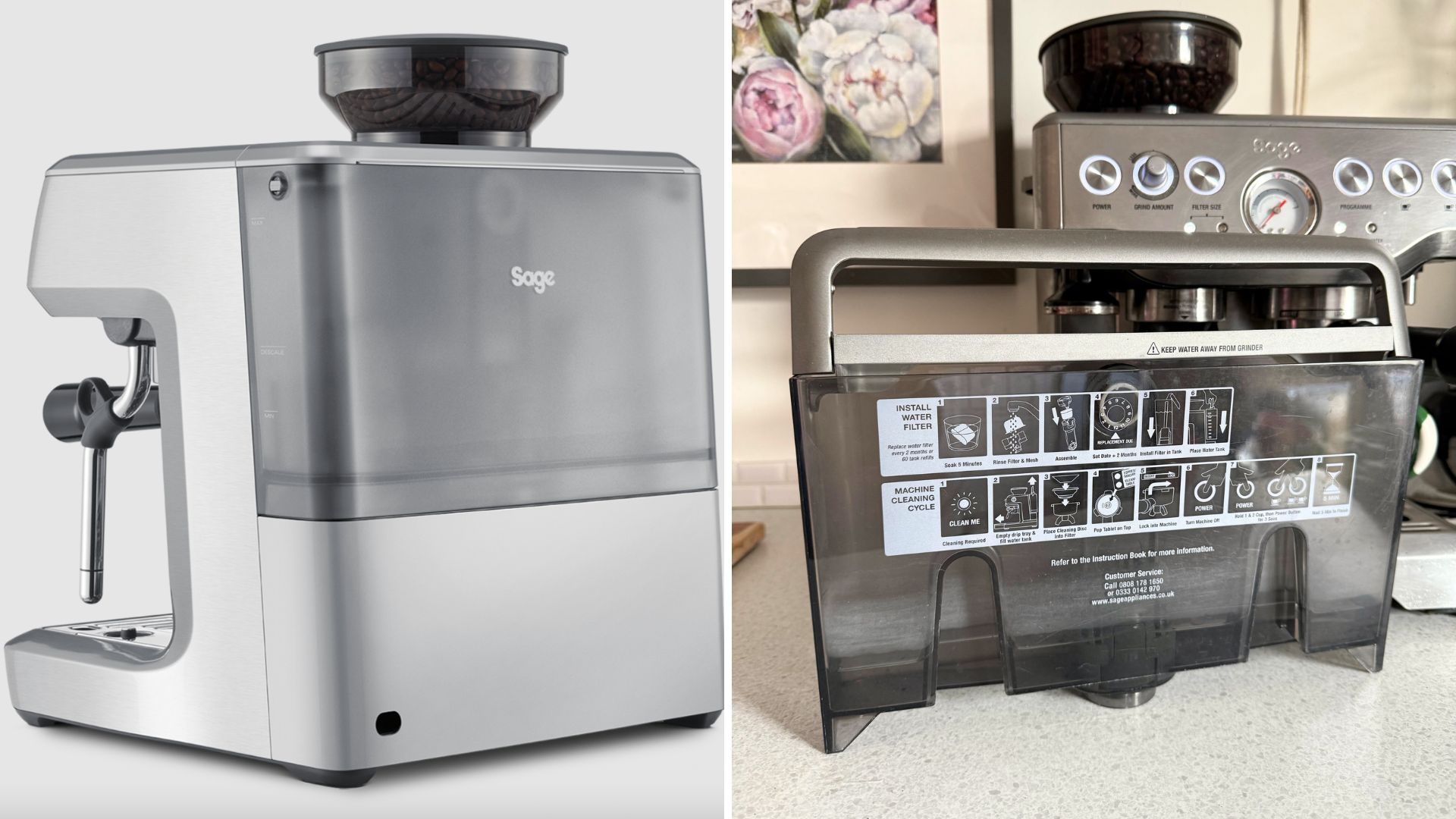 Sage The Barista Express coffee machine and accessories