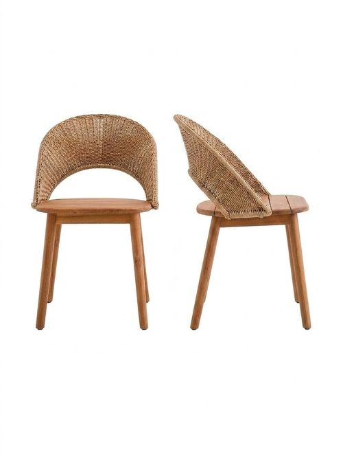Set of 2 Elisole Solid Acacia Garden Chairs