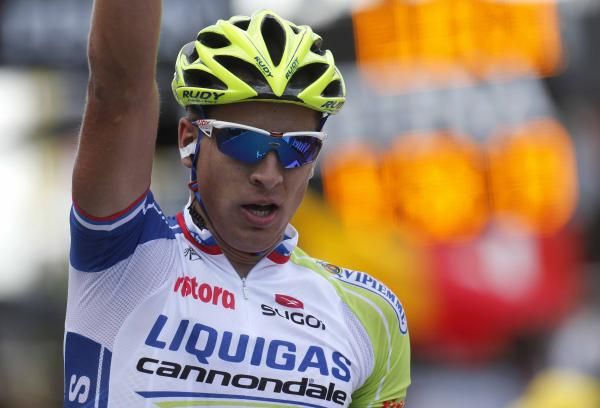 Up and running: Peter Sagan (Liquigas-Cannondale) opens his Tour de France innings with a win.