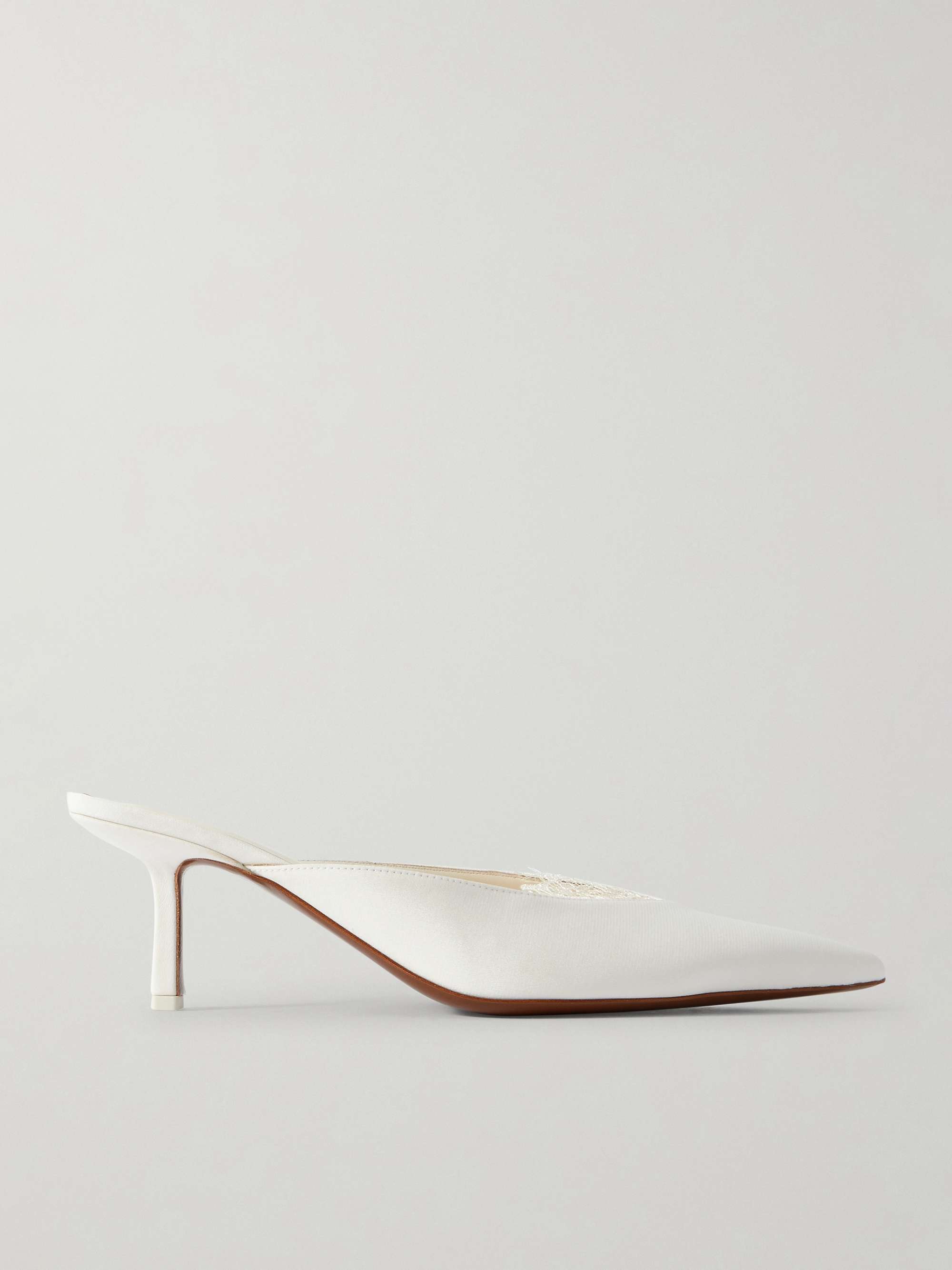 Matar Lace-Trimmed Crepe Mules