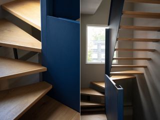 The new oak and steel staircase