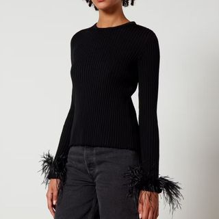 Feather trimmed jumper