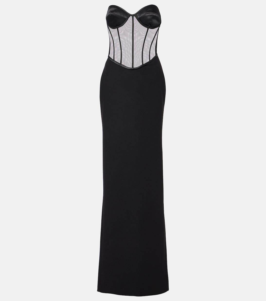 Tara Mesh-Trimmed Corset Gown