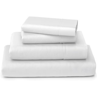 A stack of white Cozy House Collection Bamboo sheets