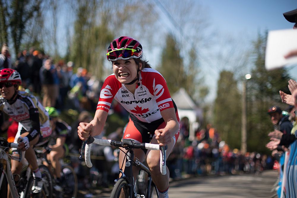 J&ouml;elle Numainville (CAN) of Cerv&eacute;lo-Bigla Cycling Team rides the last few hundred metres of the Fl&egrave;che Wallonne Femmes