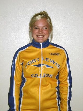 Happy in the Fort Lewis College colors.