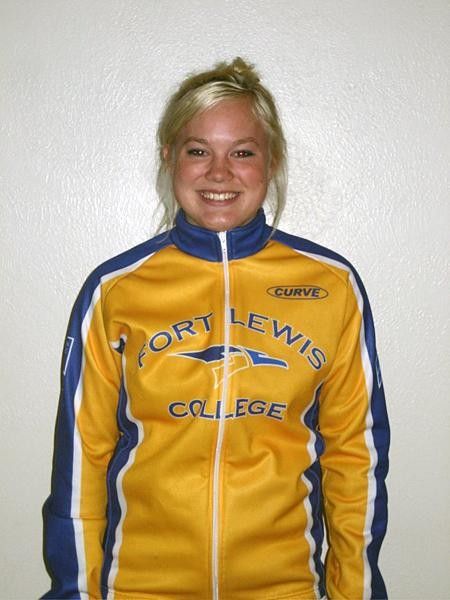 Happy in the Fort Lewis College colors.