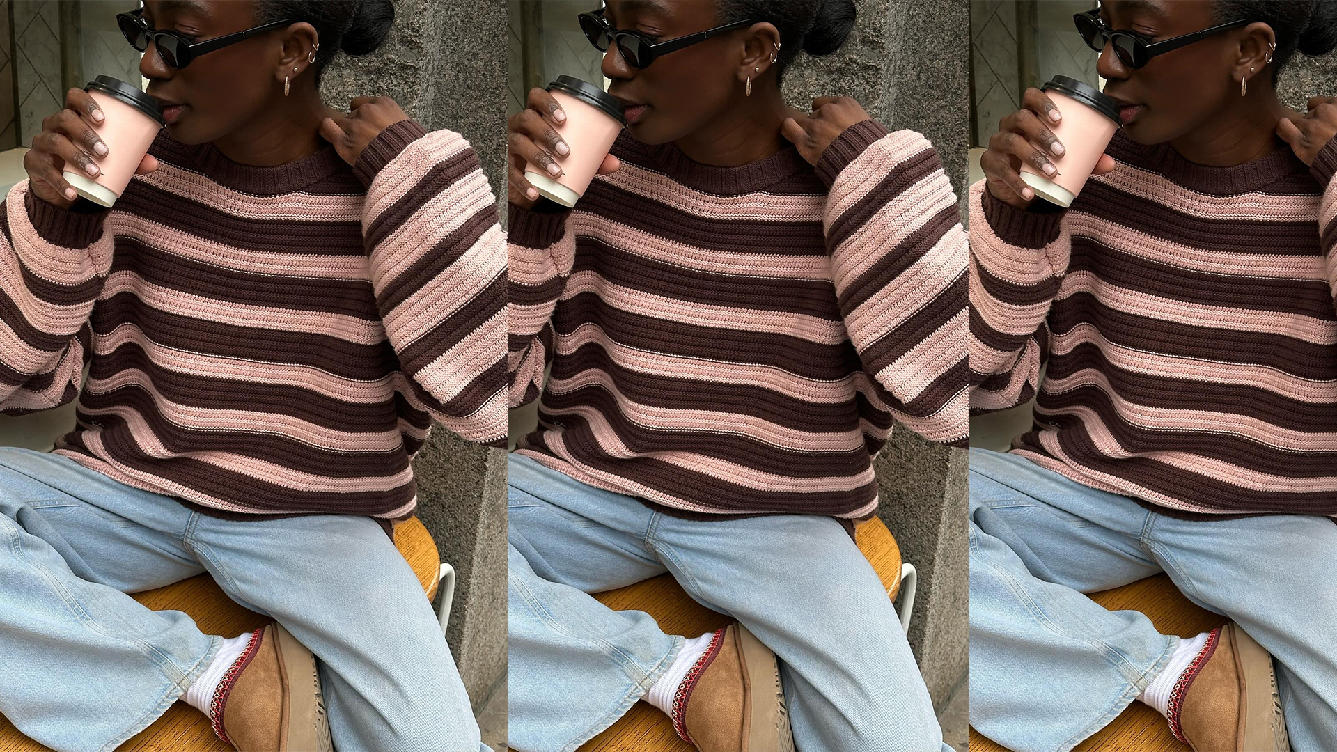 live wears pink and brown striped shirt