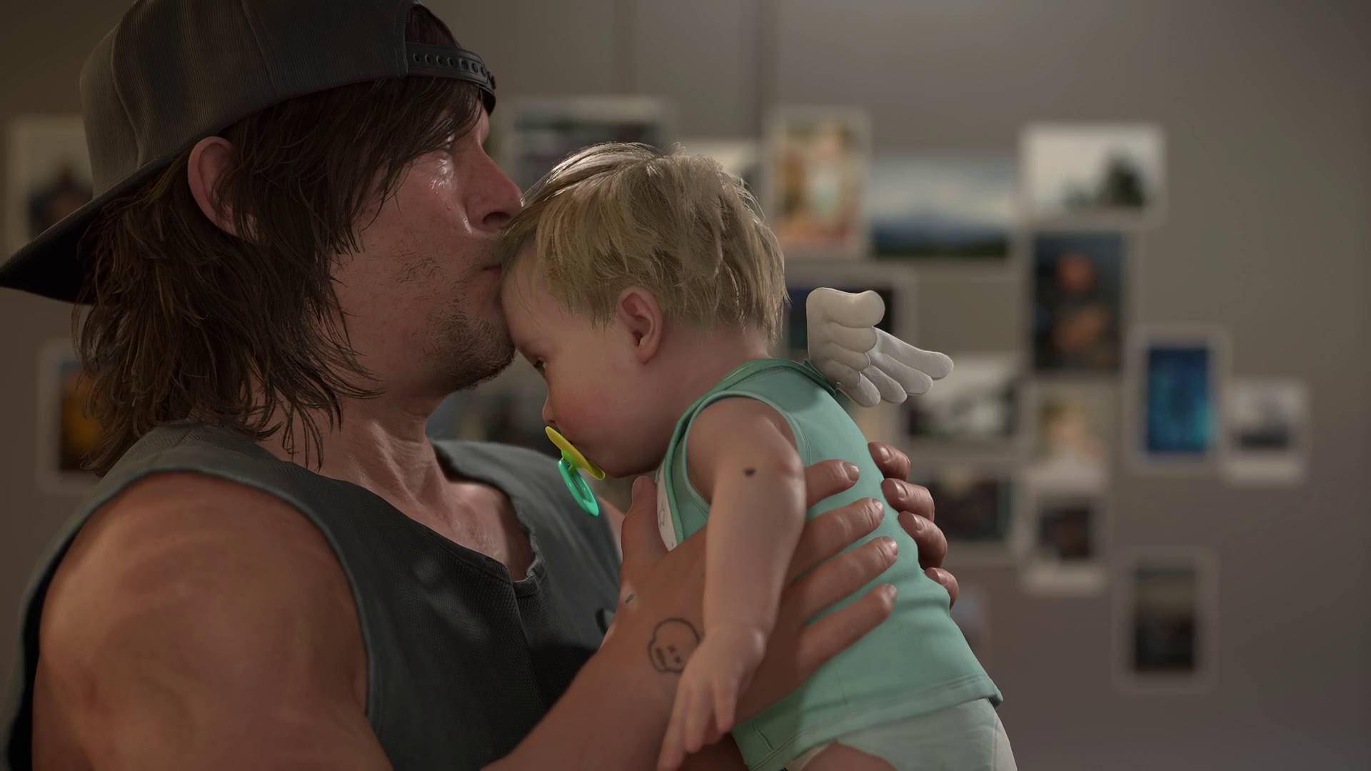 Death Stranding 2 I won't do it choice cutscene Sam holding Lou and kissing their forehead