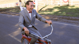 Pee-wee rides his beloved bike in Pee-wee's Big Adventure.