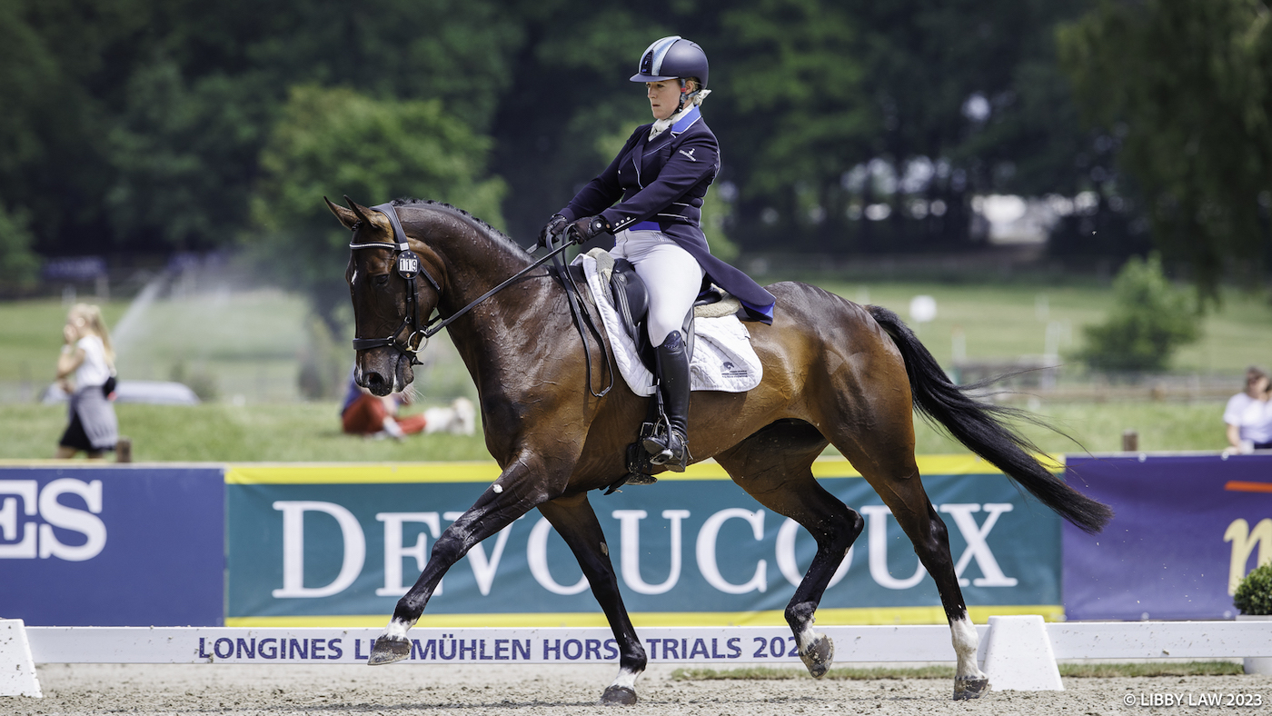GBR-Imogen Murray rides Roheryn Ruby during the 1st Day of Dressage for the CCI5*-L at Luhm&uuml;hlen Horse Trials. 2023 GER-Longines Luhmuehlen Horse Trials. Luhmuehlen, Germany. Thursday 15 June 2023. Copyright Photo: Libby Law Photography
