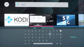 A screenshot of finding Kodi on the Android TV screen