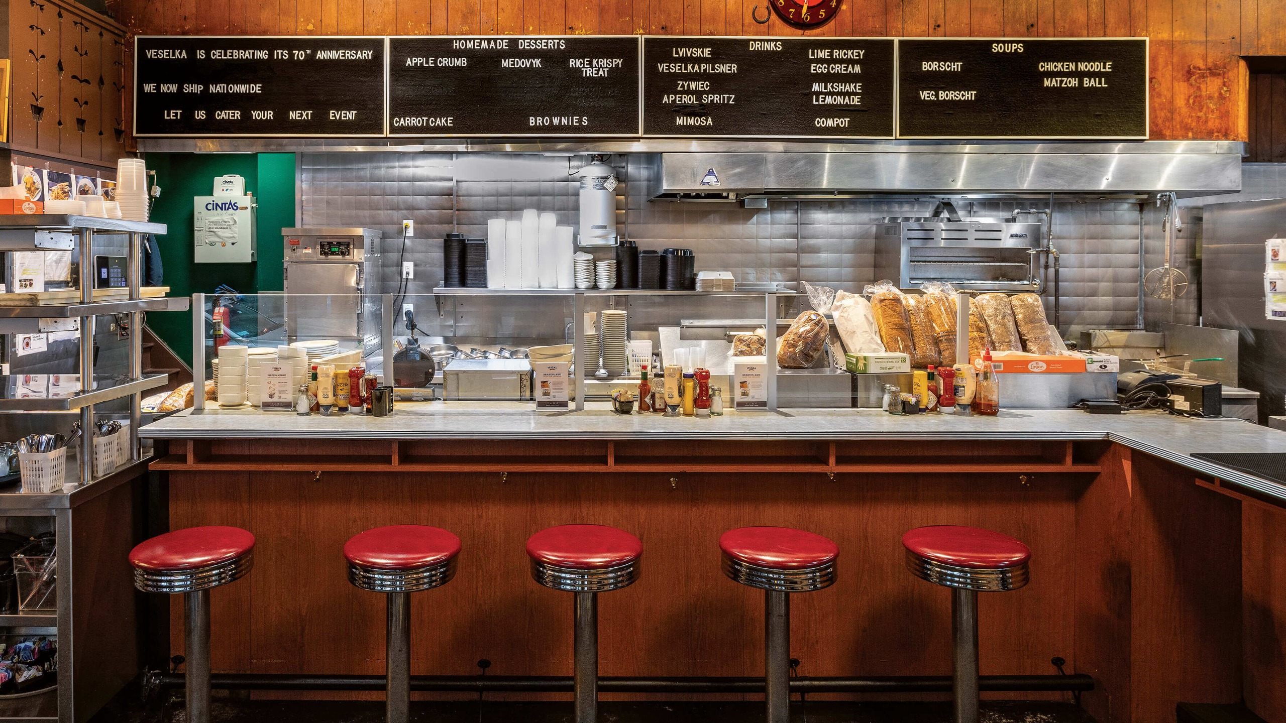 Interior of Veselka diner, New York. 