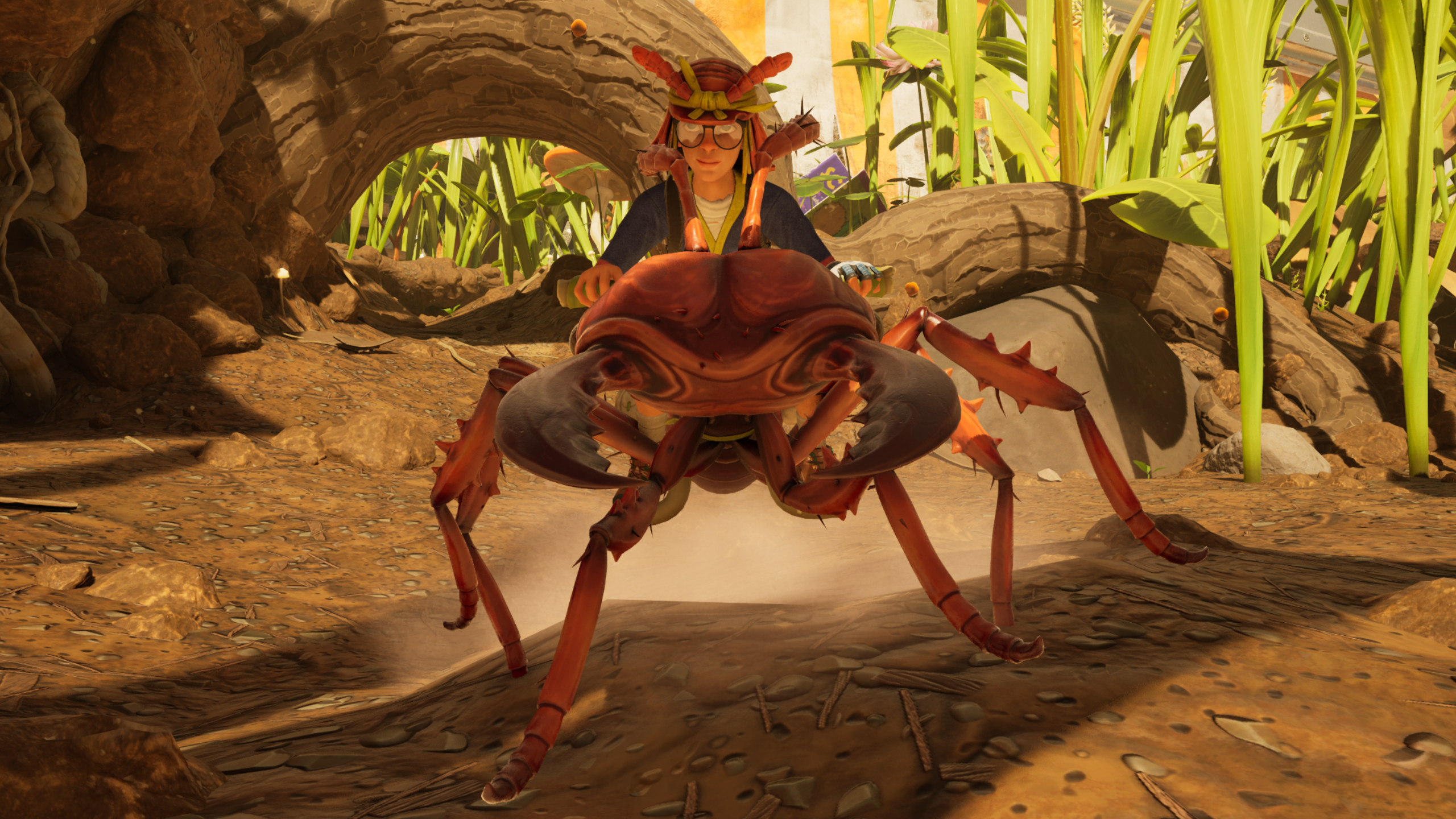 Grounded 2 brittle whetstones plating: A character writing a red soldier ant facing directly ahead.
