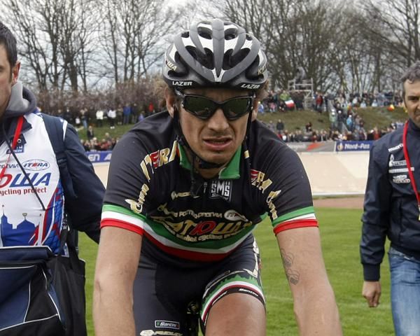 Filippo Pozzato (Katusha) in the Roubaix velodrome.