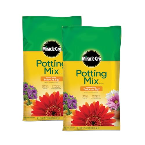 Miracle-Gro Potting Mix - for Container Plants, Flowers, Vegetables, Shrubs, Annuals, Perennials, Potting Soil Mix, Feeds Up to 6 Months, 8 Qt. (2-Pack)