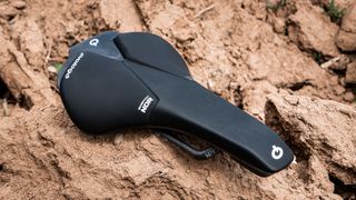 Close up of the Prologo Scratch NDR MTB specific saddle
