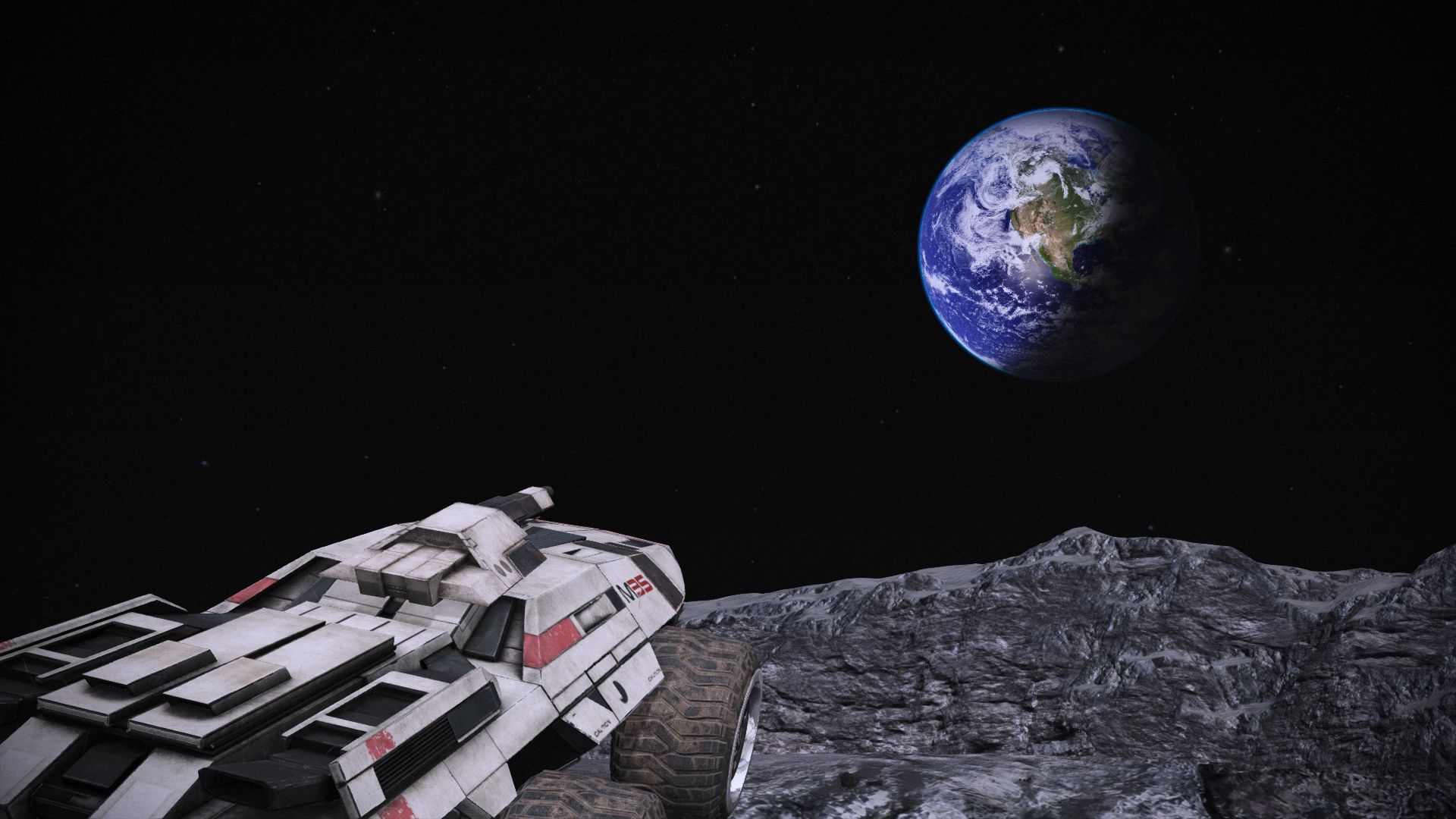 Earth as seen from the moon in Mass Effect Legendary Edition