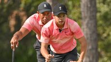 Tiger and Charlie Woods during the PNC Championship at Ritz-Carlton Golf Club