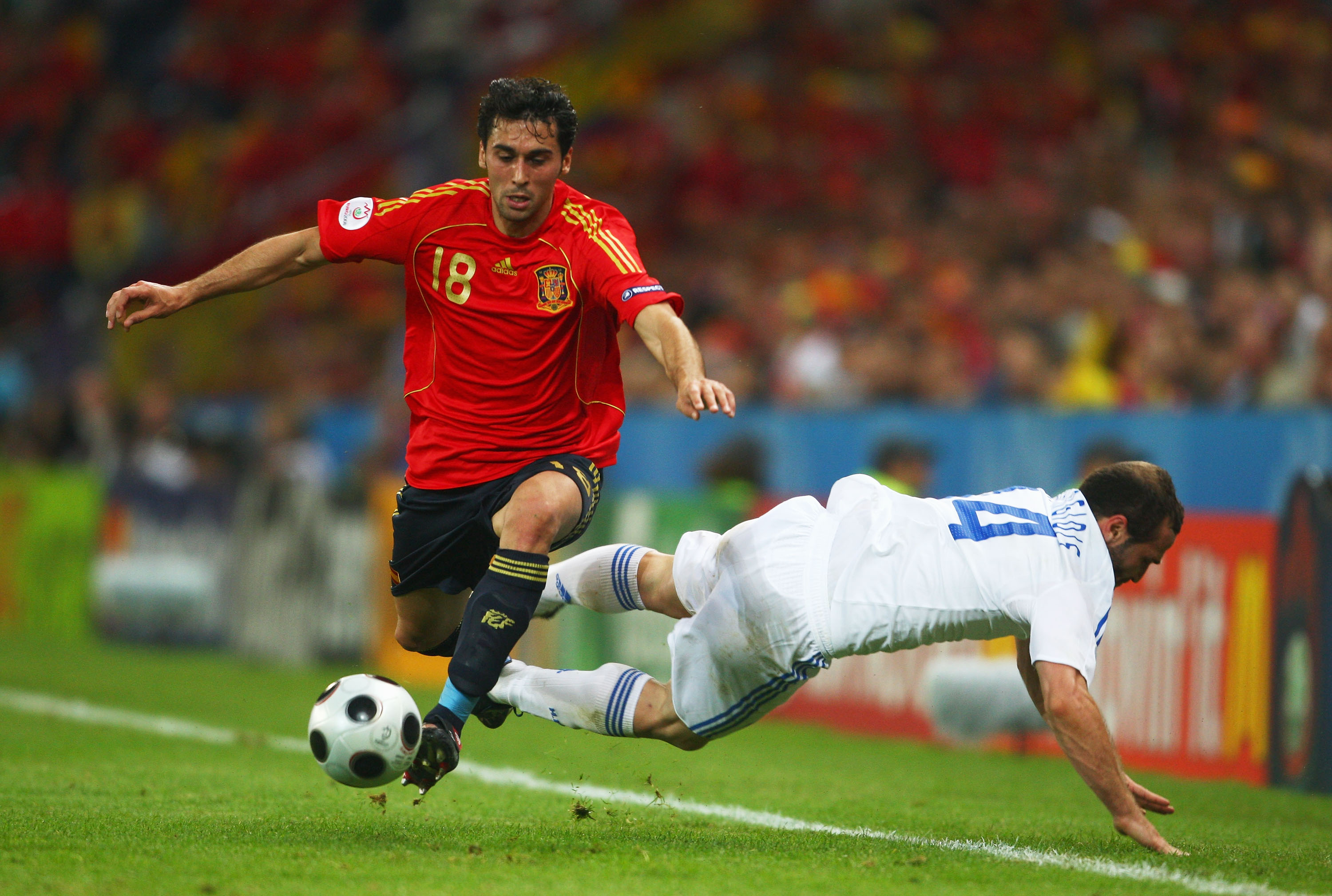 Alvaro Arbeloa in action for Spain against Greece at Euro 2008.