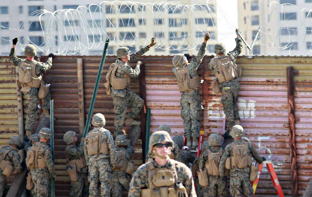 U.S. Marines at the United States-Mexico border.