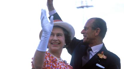 Queen Elizabeth II, Bahamas, Prince Philip, Duke of Edinburgh, 11th October 1985. 