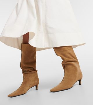 Wide Shaft Suede Knee-High Boots