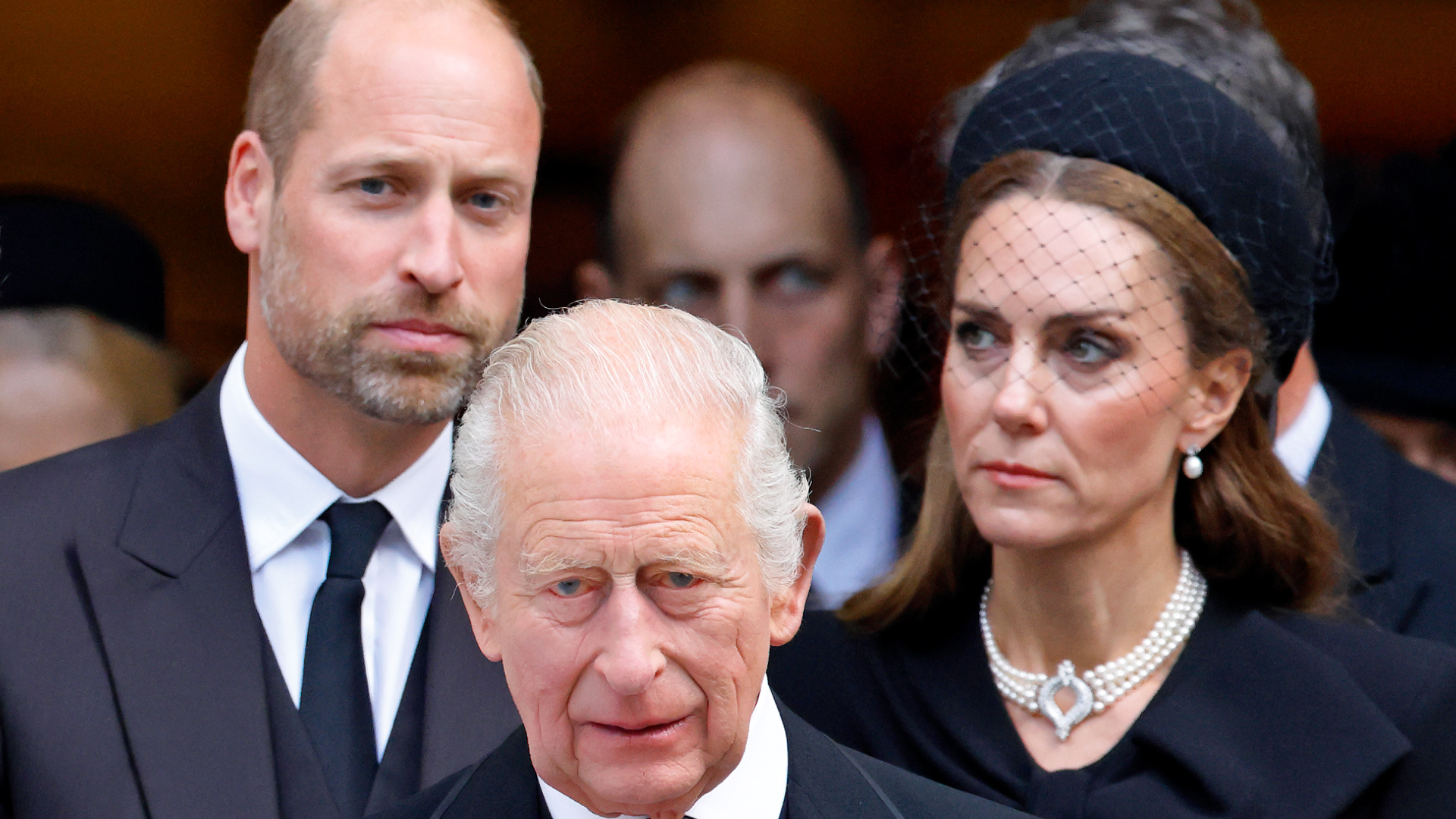 King Charles, Prince William and Kate Middleton wearing black at the Duchess of Kent&#039;s funeral