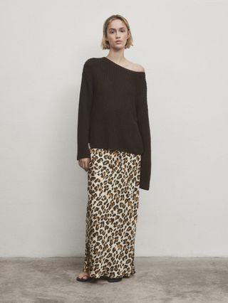 Massimo Dutti, Long Animal Print Skirt