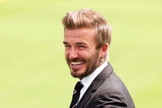 Close-up shot of David Beckham smiling